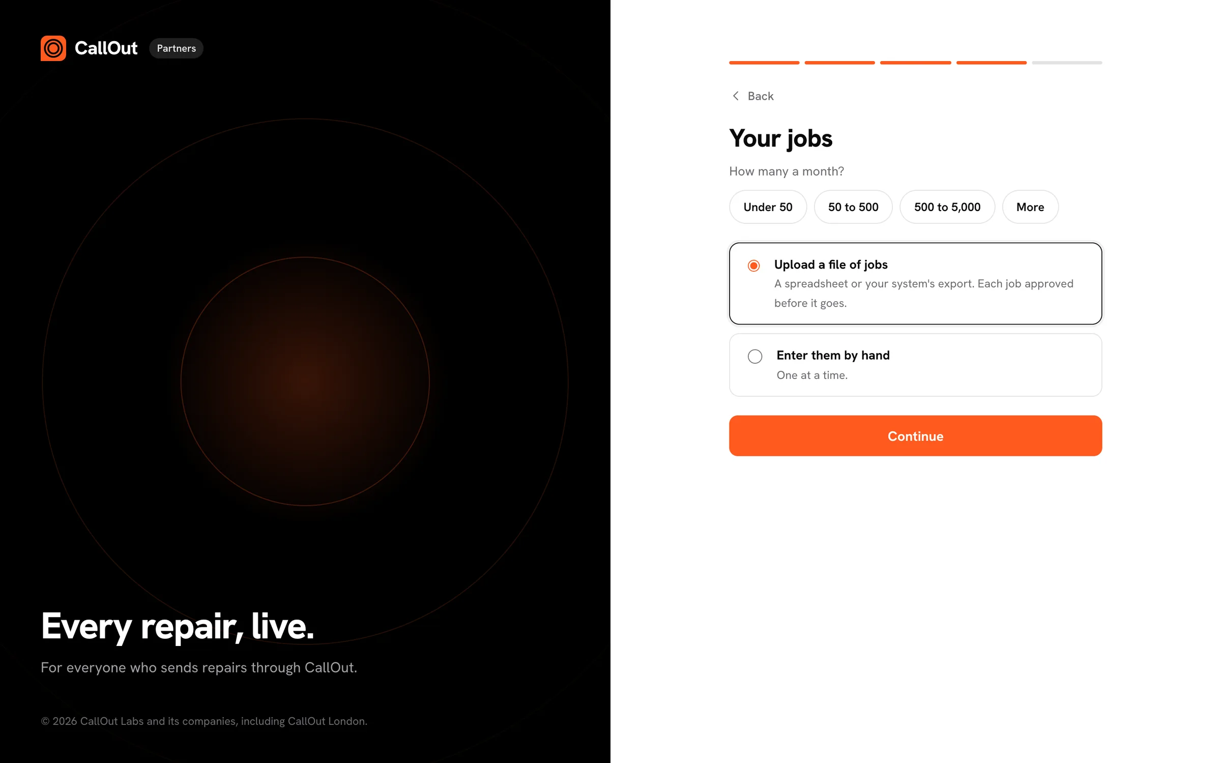 The dashboard for engineers passing on jobs
