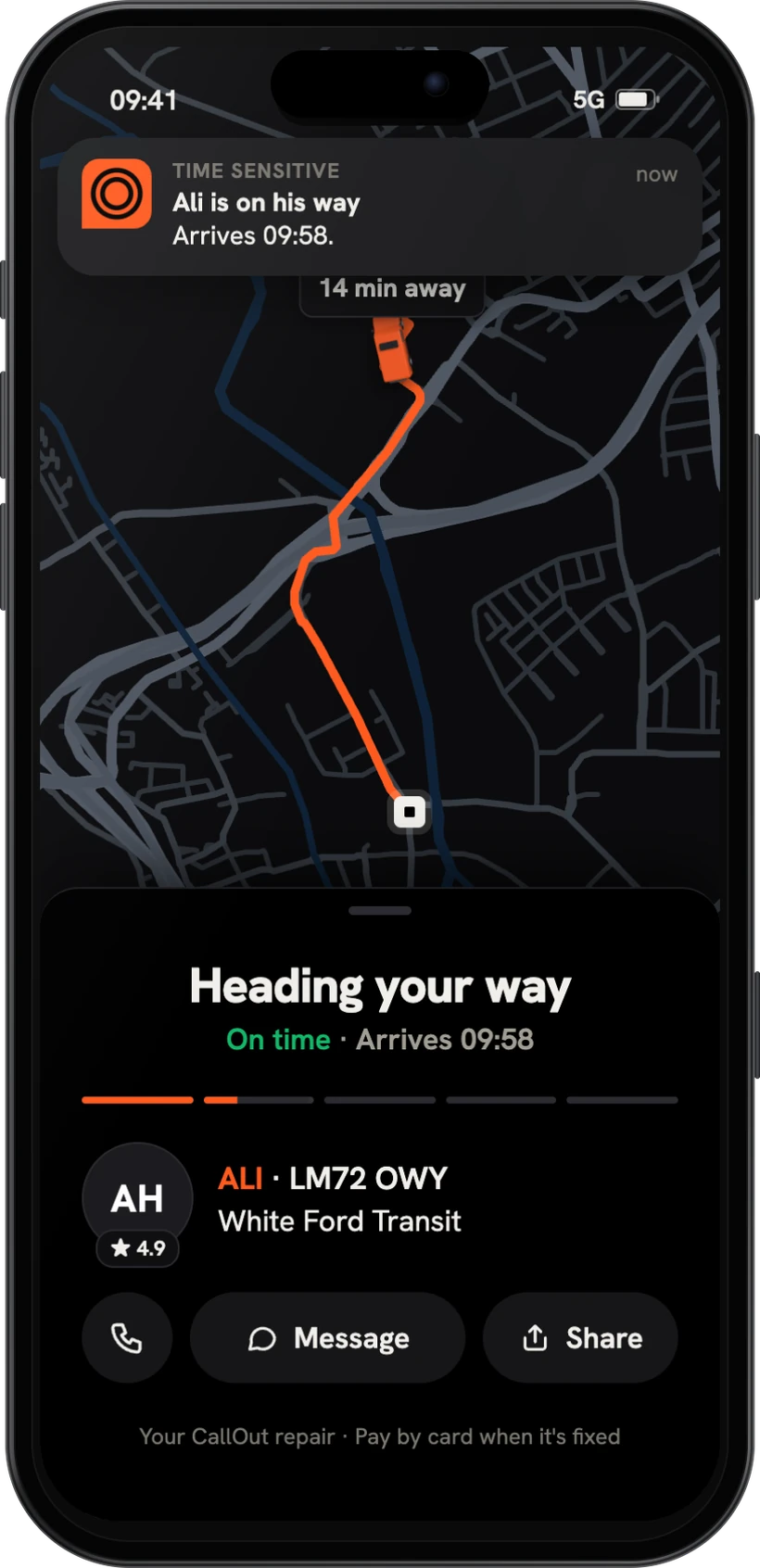 Ali is on his way, with a time you can trust