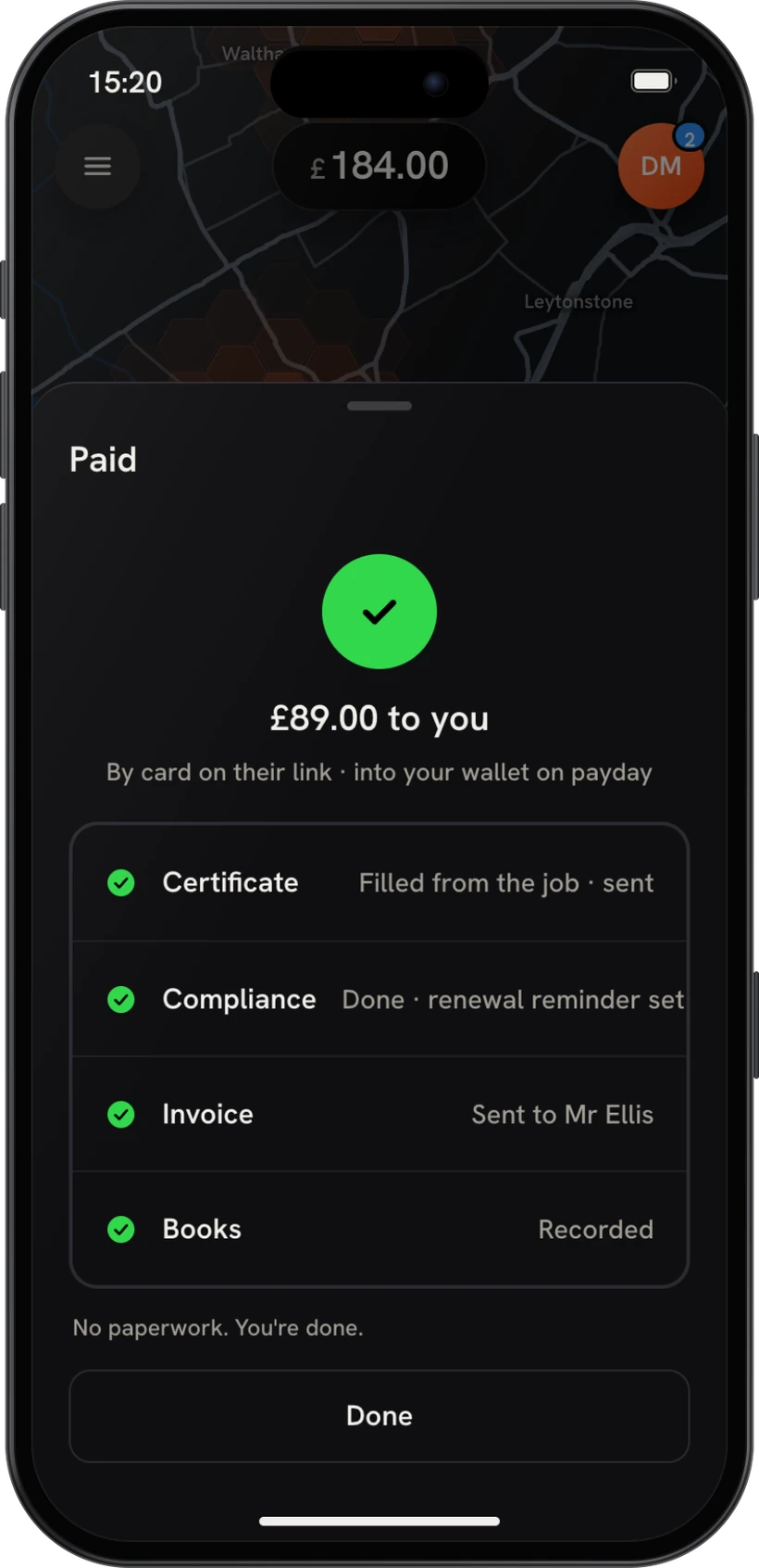 Paid by card
