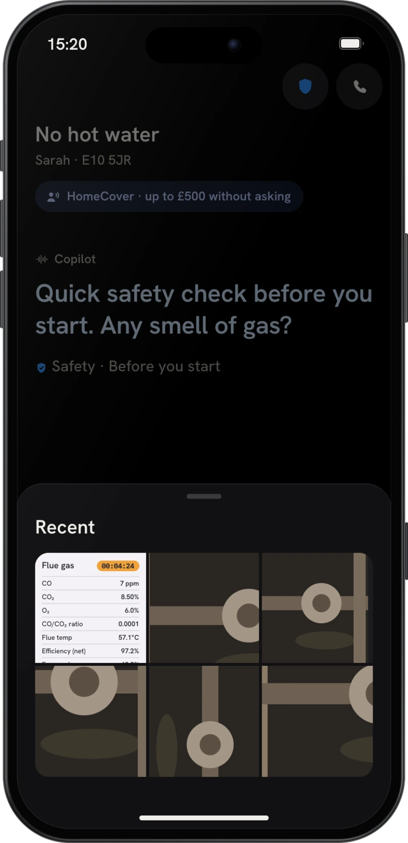 A screenshot from the analyser