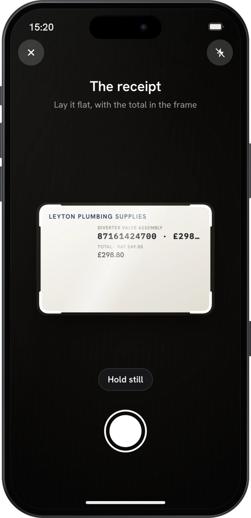 A receipt, photographed on the spot